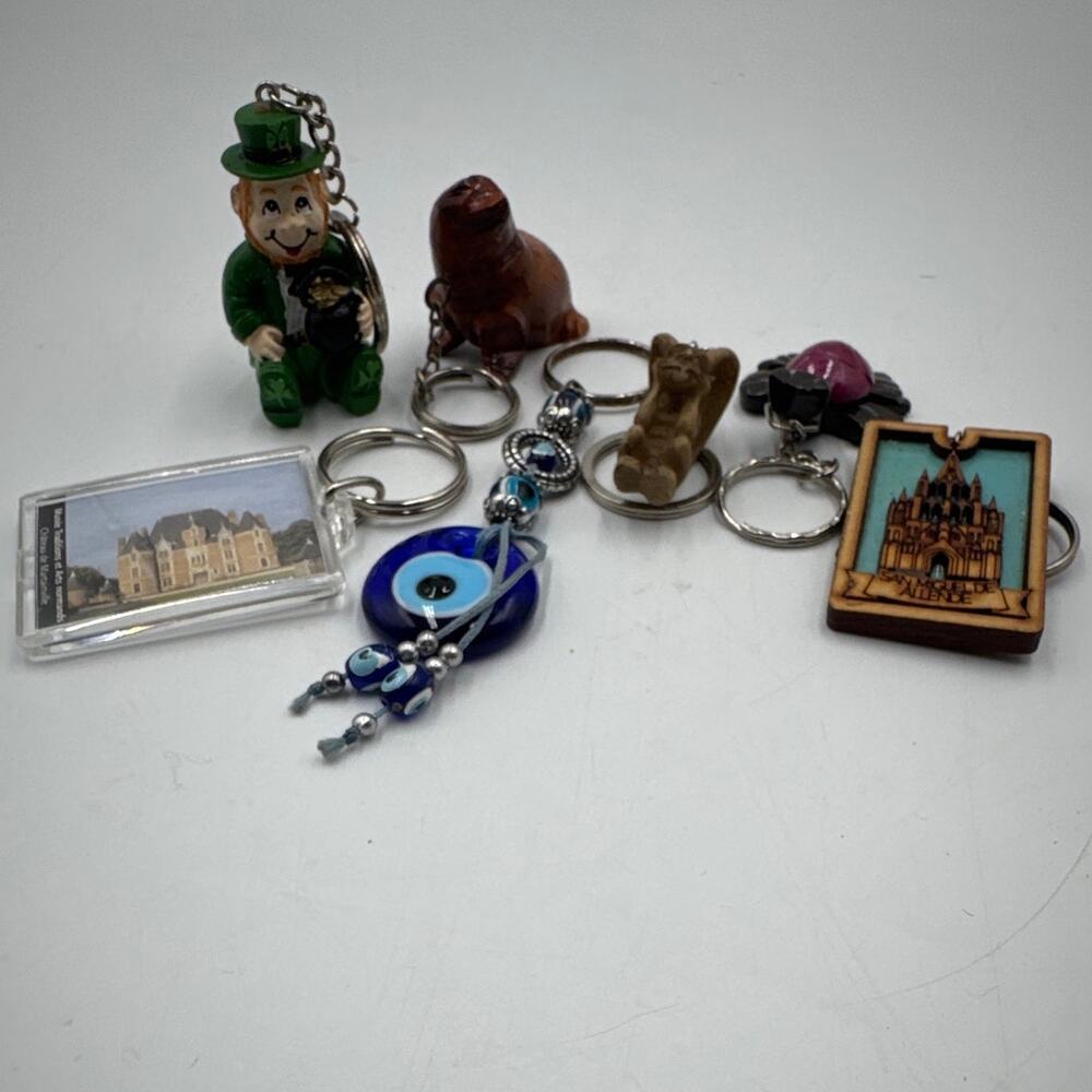 Creepy & Cute Keychain Ornament Bag Charm 6 Lot Gargoyle Evil Eye Leprechaun GUC